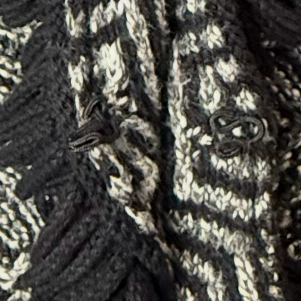 Jana Boho Gray White Geometric Cardigan Vest With Black Fringe Detail Large - Picture 11 of 14